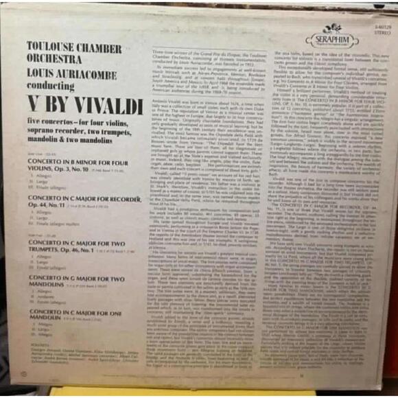 Vivaldi ‎- V By Vivaldi 33rpm VG+ AB116 - Picture 2 of 2